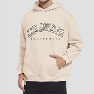 Men’s Cream Los Angeles Graphic Hoodie size Large - Oversized Hoodie